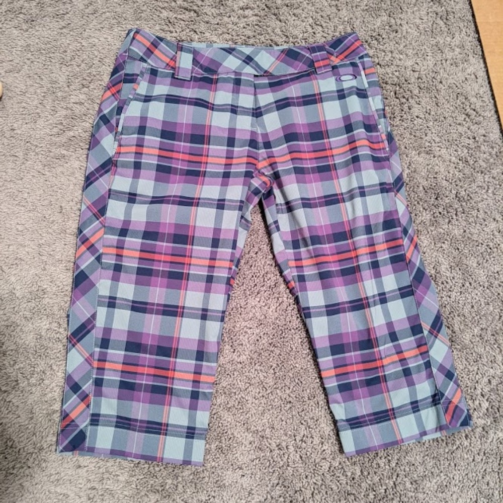 OAKLEY Albatross Plaid Capri Golf Pants Purple